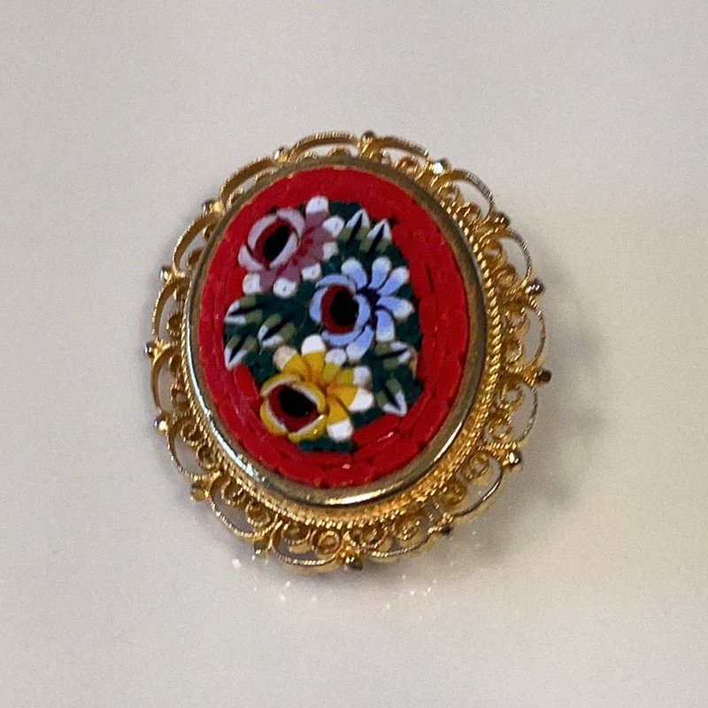Vintage Italian Micro Mosaic Pin 30$